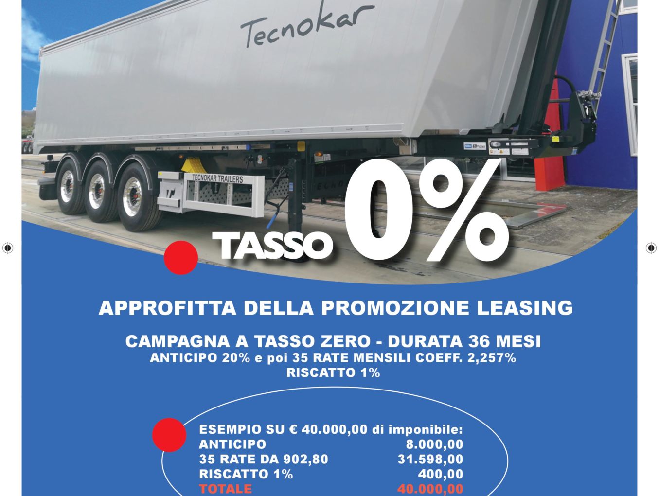 Promozione TASSO 0%Tecnokar Trailers